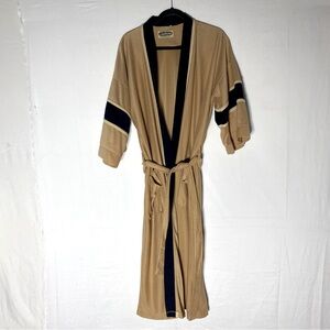 Vintage Caulfeild Tan Navy Blue house Coat Robe M